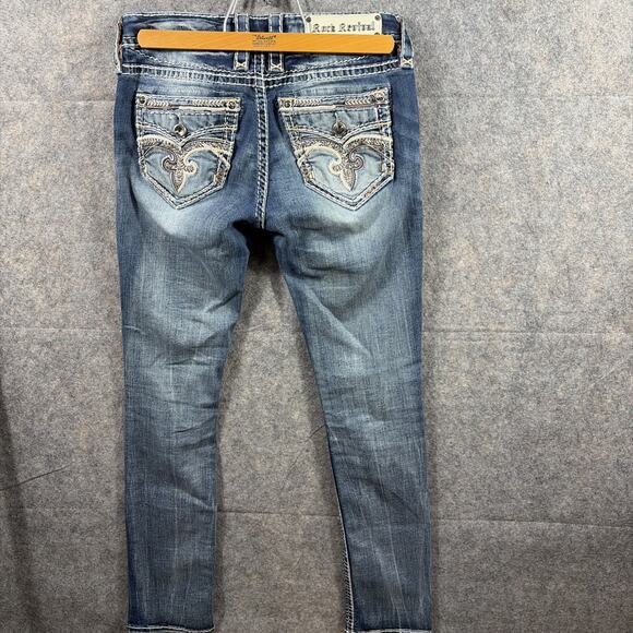 Rock Revival Distressed Women’s Sundee Mid-rise Ankle Skinny Jeans Size 27 - Picture 8 of 11
